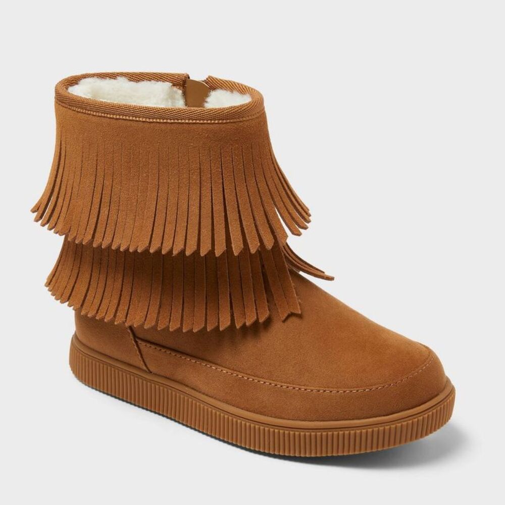 Cat & Jack - Kids' Fiona Fringe Cozy Boots - Cat & Jack Cognac  Brown